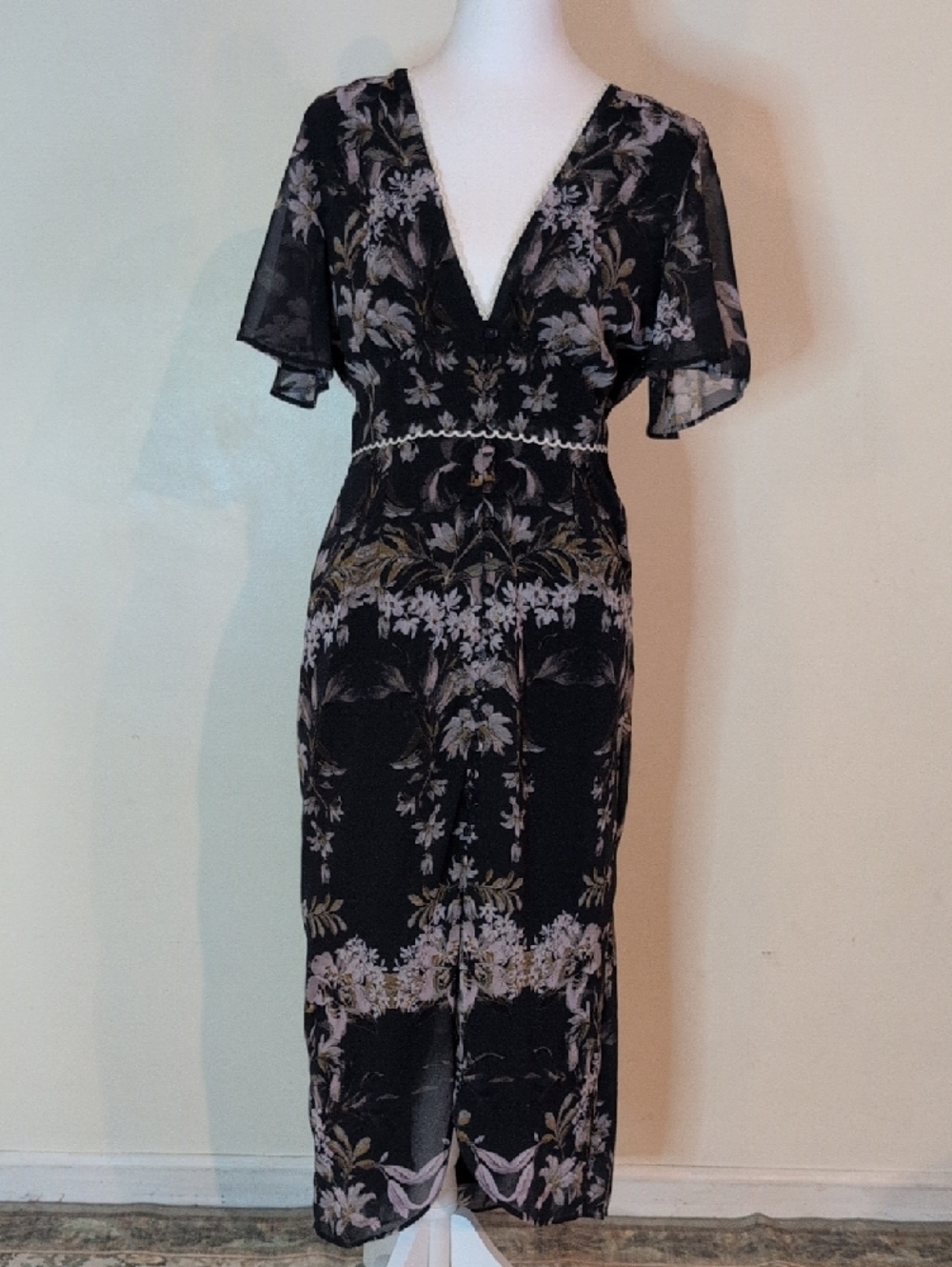 Hope & Ivy Floral Low Cut Flowy Dress Size US 12/ UK 14